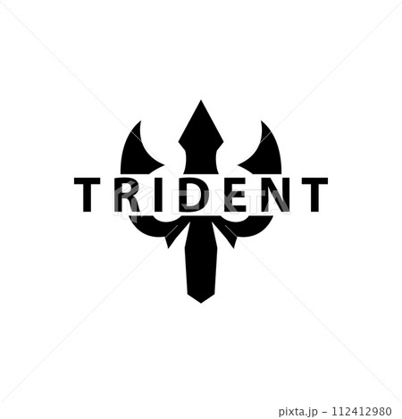Trident logo design spear weapon vector sea king poseidon neptune symbol template 112412980
