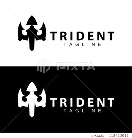 Trident logo design spear weapon vector sea king poseidon neptune symbol template 112413011