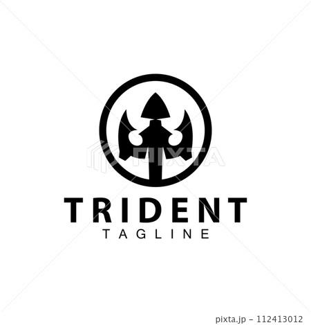Trident logo design spear weapon vector sea king poseidon neptune symbol template 112413012