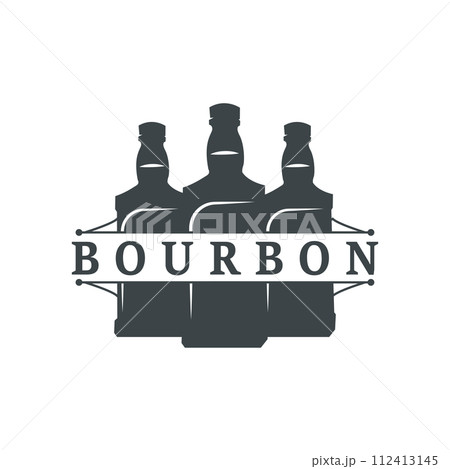 Whiskey Logo Design Old Drink Bottle Simple Style Retro Vintage Bar Restaurant Templet Illustration 112413145