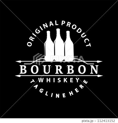 Whiskey Logo Design Old Drink Bottle Simple Style Retro Vintage Bar Restaurant Templet Illustration 112413152
