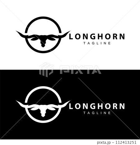 Longhorn logo design vintage old bull texas western country black silhouette 112413251