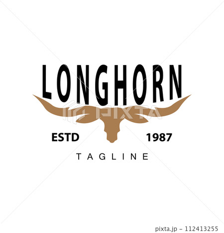 Longhorn logo design vintage old bull texas western country black silhouette Longhorn logo design vintage old bull texas western country black silhouette 112413255