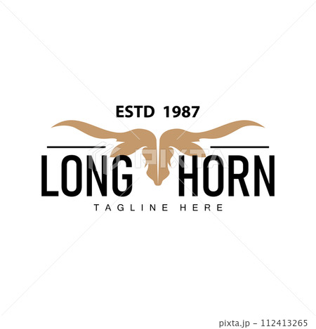 Longhorn logo design vintage old bull texas western country black silhouette 112413265
