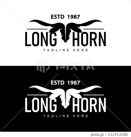Longhorn logo design vintage old bull texas western country black silhouette 112413266