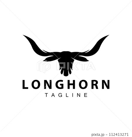 Longhorn logo design vintage old bull texas western country black silhouette Longhorn logo design vintage old bull texas western country black silhouette 112413271
