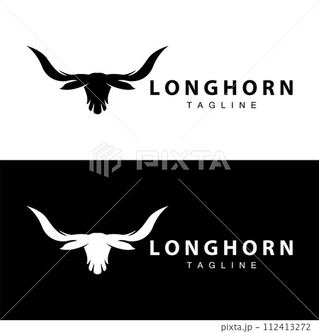 Longhorn logo design vintage old bull texas western country black silhouette 112413272