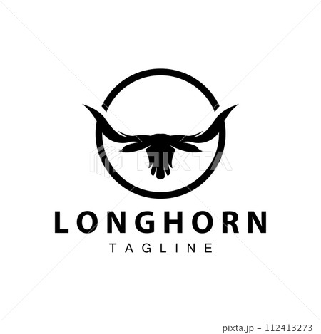 Longhorn logo design vintage old bull texas western country black silhouette Longhorn logo design vintage old bull texas western country black silhouette 112413273