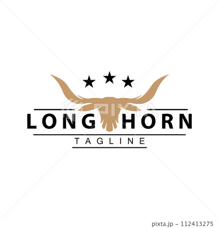 Longhorn logo design vintage old bull texas western country black silhouette Longhorn logo design vintage old bull texas western country black silhouette 112413275