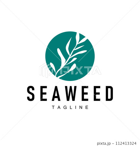 Seaweed Logo Design Underwater Plant Illustration Template 112413324