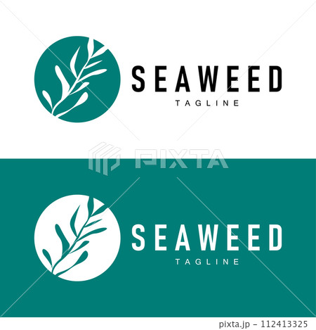Seaweed Logo Design Underwater Plant Illustration Template 112413325