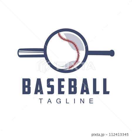 Modern vector baseball logo baseball softball sport simple bat and ball template illustration 112413345