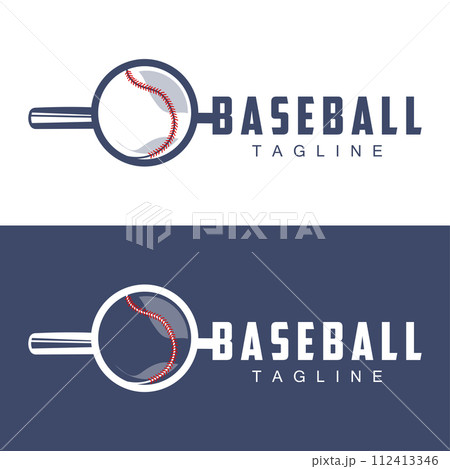 Modern vector baseball logo baseball softball sport simple bat and ball template illustration 112413346