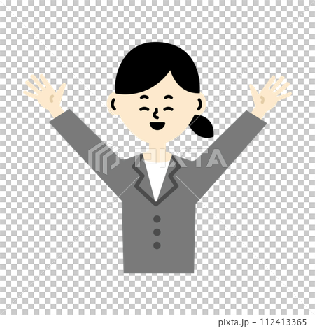 商人 Banzai 工作女性上半身微笑歡欣插圖 112413365