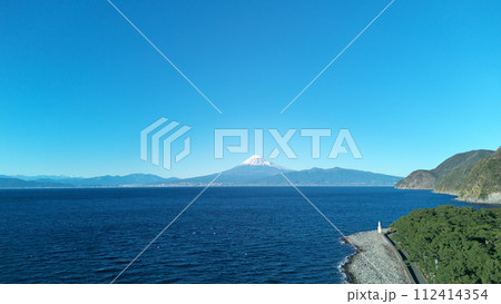 伊豆半島 御浜海水浴場からみた富士山 1月 伊豆半島 御浜海水浴場からみた富士山 1月 112414354