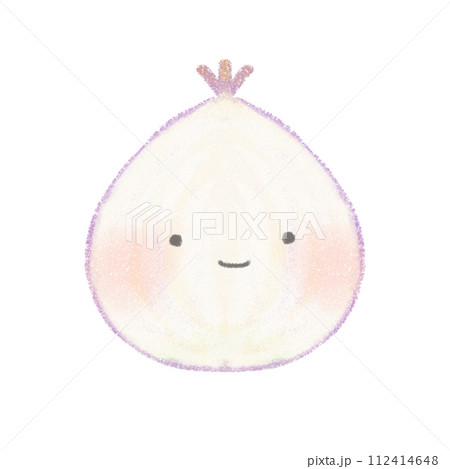 かわいい紫玉ねぎのイラスト 顔あり 断面 112414648