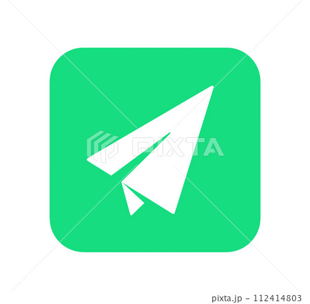 シンプルな緑色の紙飛行機アイコン	 112414803