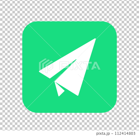 シンプルな緑色の紙飛行機アイコン	 112414803
