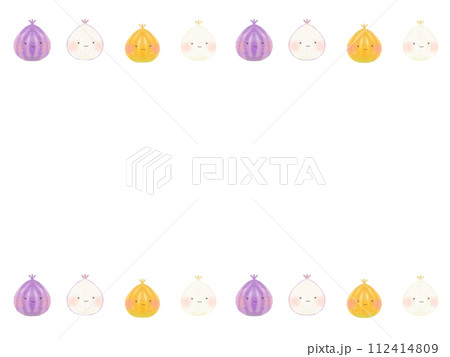 かわいい玉ねぎのフレームイラスト 枠 112414809
