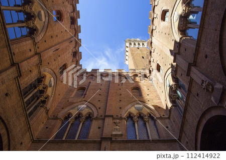 View from inside The Torre del Mangia a tower in Siena, Italy. 112414922