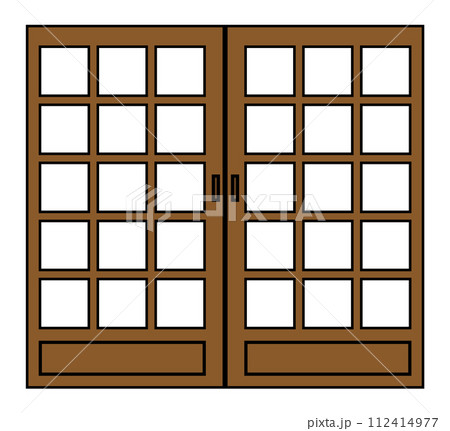 日本家屋の和風住宅で使うスライド式で室内用出入口のイラスト 112414977