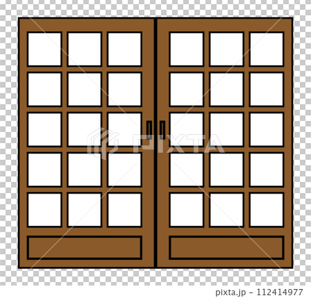 日本家屋の和風住宅で使うスライド式で室内用出入口のイラスト 112414977