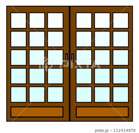 日本家屋の和風住宅で使うスライド式で室内用出入口のイラスト 112414978