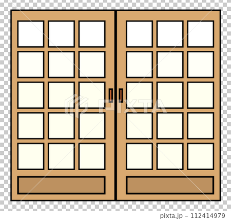 日本家屋の和風住宅で使うスライド式で室内用出入口のイラスト 112414979