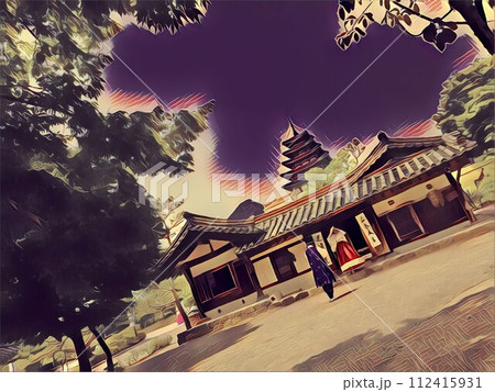 浮世絵風の風景画 112415931