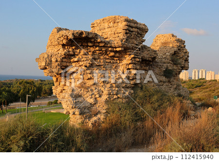 Ruins of ancient city of Biblical Ashkelon in Israel. Ruins of ancient city of Biblical Ashkelon in Israel. 112415940