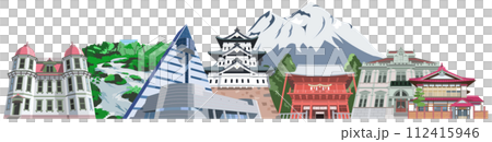 Aomori tourist destination illustration icon collection 112415946