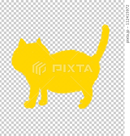Walking cat silhouette crayon touch yellow 112415972
