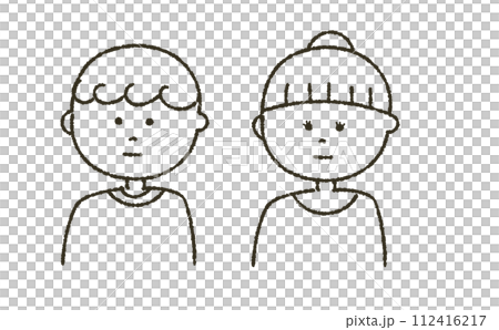 Line drawing illustration of a man and a woman with a gentle touch_2 112416217