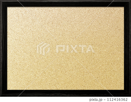 木製フレームの黒色の枠のある細かいコルクボードの背景画像 112416362