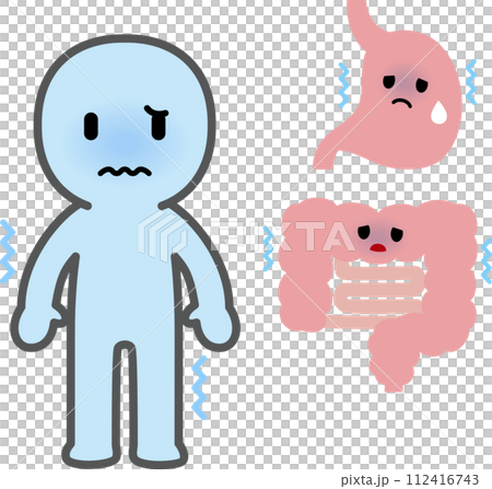 Character with cold body and stomach and intestines Character with cold body and stomach and intestines 112416743