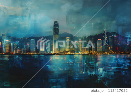 Urban Mirage: Double Exposure of Hong Kong's Night Cityscape Urban Mirage: Double Exposure of Hong Kong's Night Cityscape 112417022