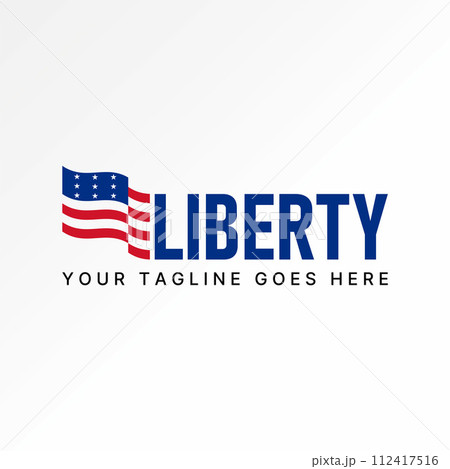 Logo design graphic concept creative premium vector stock abstract sign letter Liberty with unique american flag. Related to national statue new york 112417516