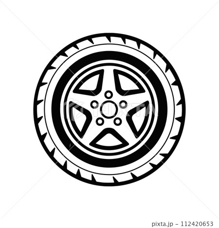Car wheel icon. Tire isolated on white background. 112420653