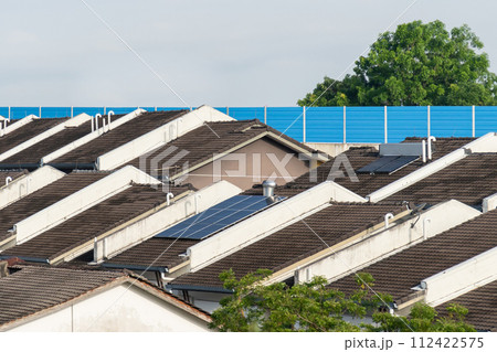 Photovoltaic panels on the roof. Residential in Malaysia starting to installed solar panel to reduce the energy bills. 112422575