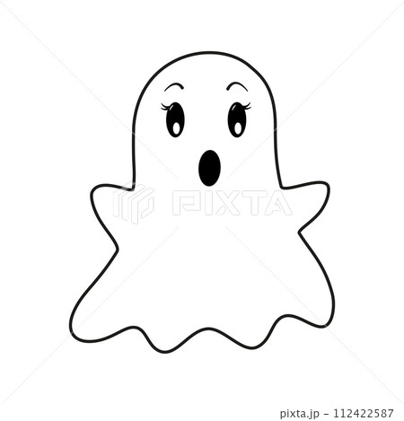 Halloween ghost outline isolated illustration on white background. Cute thin line icon 112422587