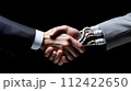 Businessman shaking hands with robot cyborg ai chatbot 112422650