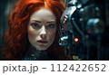 Portrait of a woman robot cyborg ai chatbot technology 112422652