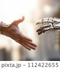A touch of a human hand and an AI robot 112422655