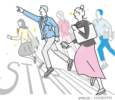 スタートアップのイメージイラストービジネスパーソンー白バックイラスト素材 スタートアップのイメージイラストービジネスパーソンー白バックイラスト素材 112423741