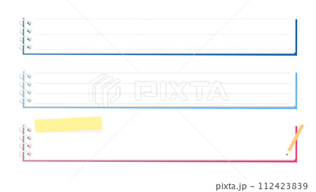 リングノート風のテロップベースセット　鉛筆・メモ付箋付き	 112423839
