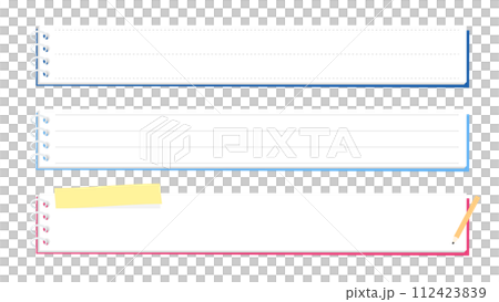 リングノート風のテロップベースセット　鉛筆・メモ付箋付き	 112423839