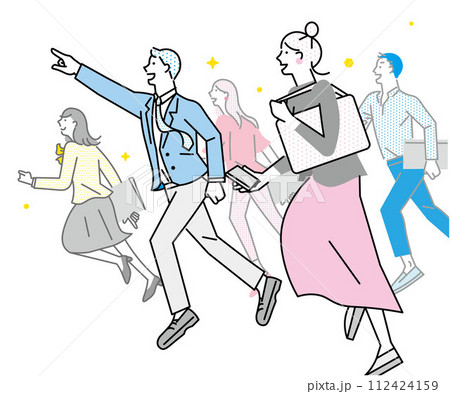 スタートアップのイメージイラストービジネスパーソンー白バックイラスト素材 スタートアップのイメージイラストービジネスパーソンー白バックイラスト素材 112424159