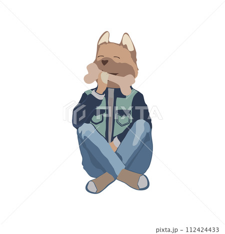 abstract dog in a sitting position 112424433