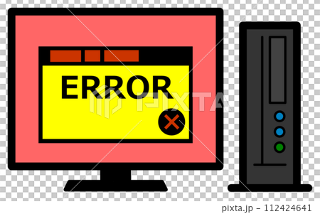 Illustration of an error message displayed on the LCD monitor on a desktop computer Illustration of an error message displayed on the LCD monitor on a desktop computer 112424641