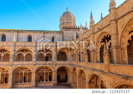 Courtyard of the Jeronimos monastery in Lisbon, Portugal 112425137